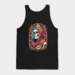 Skeleton in a Red Medieval Cloak Tank Top